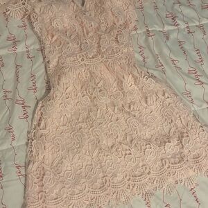 Elegant Lace Pink Dress
